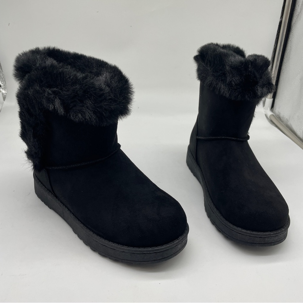 Sonoma Paulina Black Faux Fur Boot Pull‎ On Women's Size 5